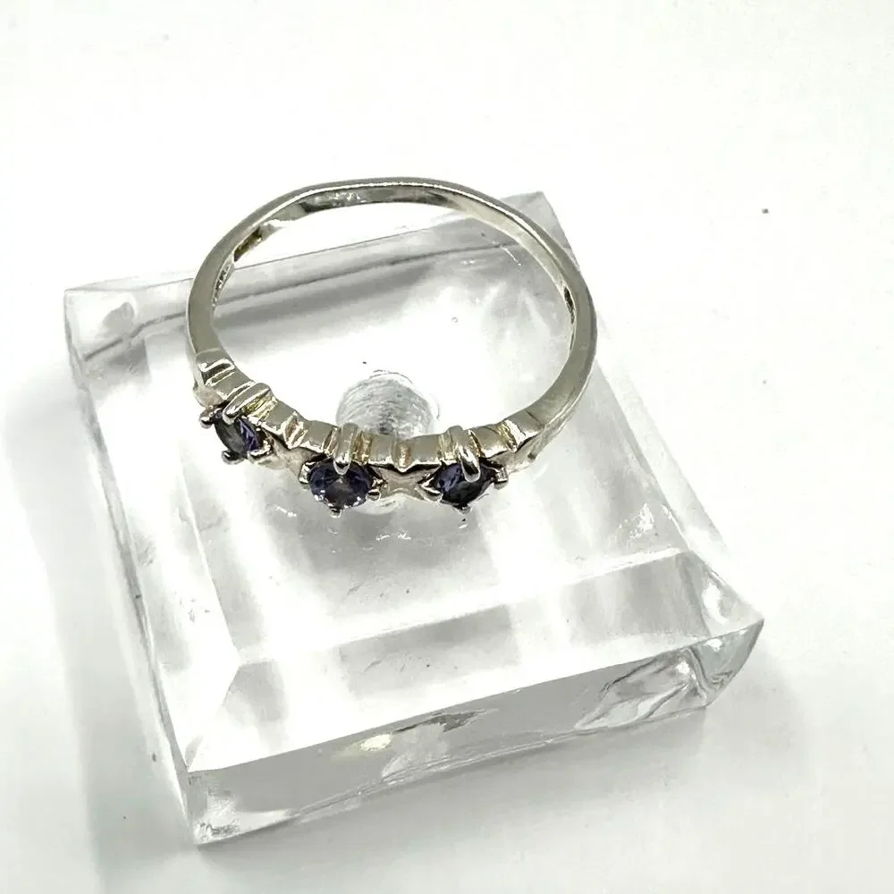 Clyde Duneier CID Silver ring purple Ring Vintage VTG Retro Size 9